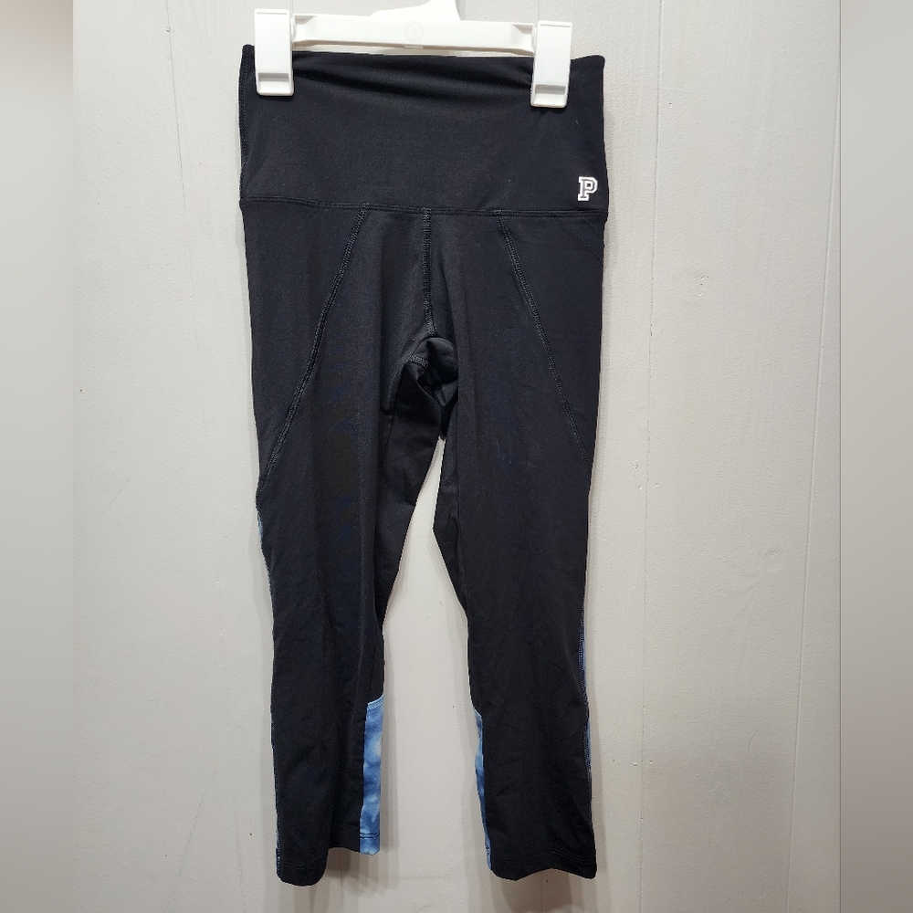 Pink Victoria's Secret Ultimate Capri Leggings XS Black Blue Athletic B554